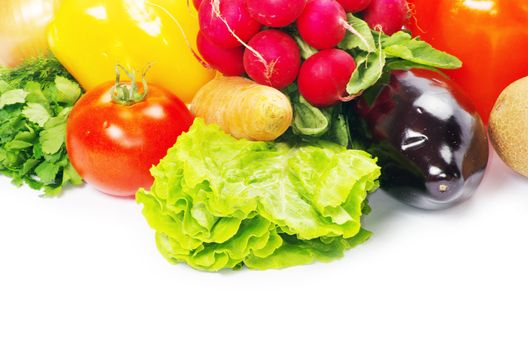  vegetables on the white background