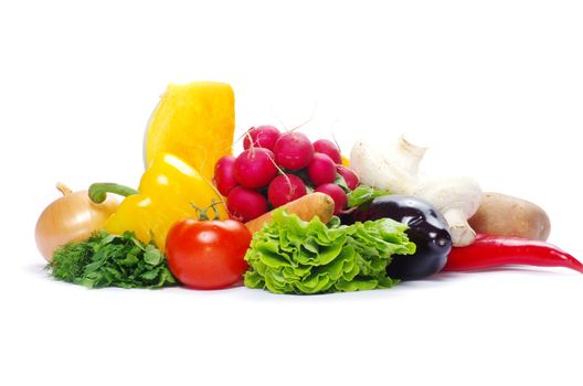  vegetables on the white background