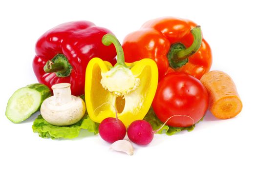 fresh vegetables on the white background