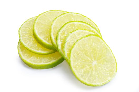 lime slices isolated on white background