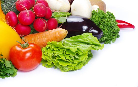  vegetables on the white background