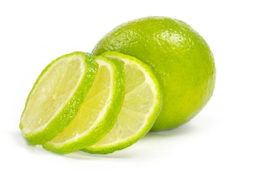 lime slices isolated on white background