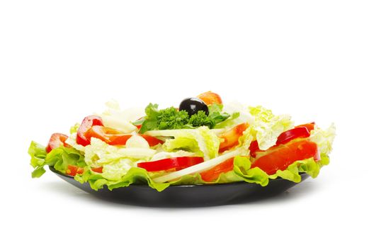  salad in plate on white