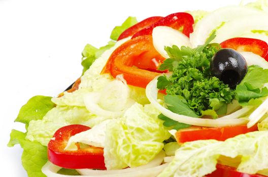  salad in plate on white