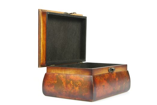 Wooden casket isolated on a white background