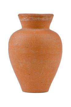 Old water ceramic vase isolated on white background.