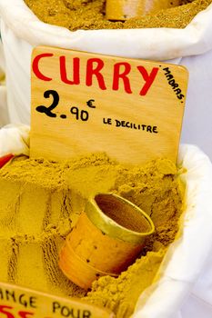 curry, street market in Castellane, Provence, France