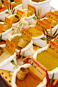 spices, street market in Castellane, Provence, France