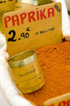 paprika, street market in Castellane, Provence, France