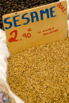 sesame, street market in Castellane, Provence, France