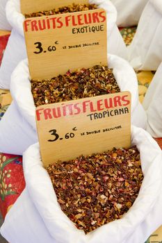 spices, street market in Castellane, Provence, France