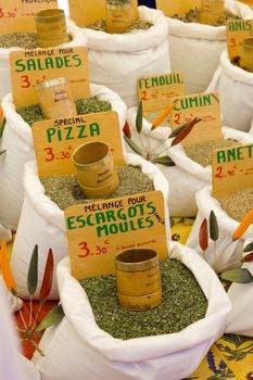 spices, street market in Castellane, Provence, France