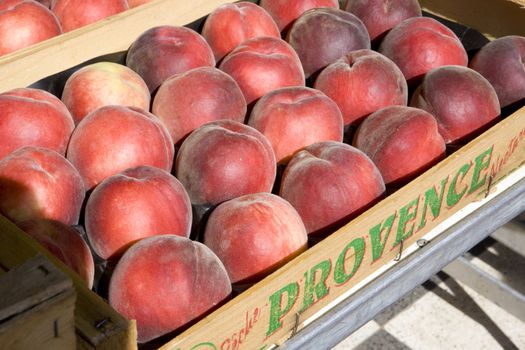 peaches, street market in Salles-sur-Verdon, Provence, France