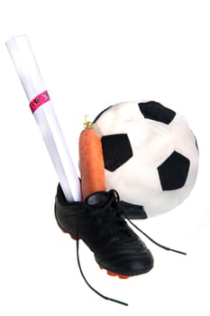 a football shoe with a carrot and a drawing, for the dutch holiday called "sinterklaas"