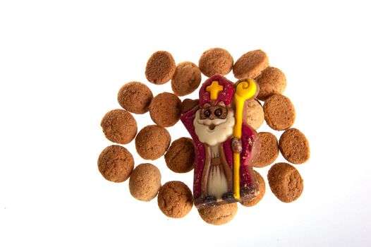 Sweet candy -gingernuts- and a chocolate sint for a dutch holiday called 'sinterklaas'