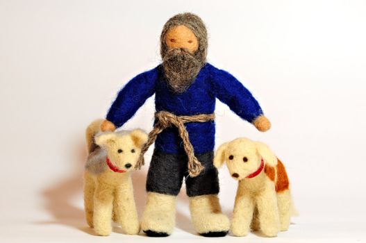 soft toys - old men with dogs close-up