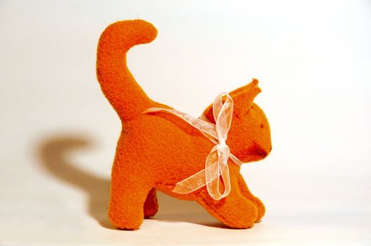 waldorf toy, orange kitten, close-up