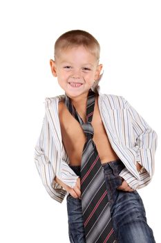 Little boy necktie on the white background
