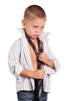 Little boy necktie on the white background
