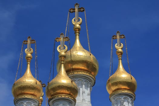 Famous church russian in Geneva, switzerland, style Byzantine Muscovite