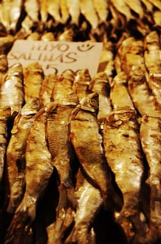 dried fish sold in market, photos taken in philippines.