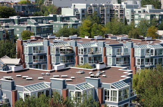 Condominiums, apartments in Vancouver BC canada a closer view.