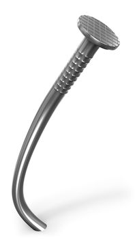 Bent nail isolated on white background