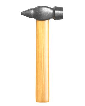 Classic hammer isolated on white background, frontal view