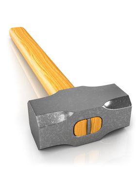 Metal sledge hammer isolated on white background, closeup