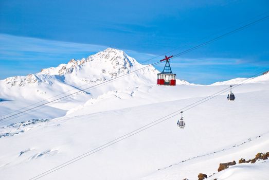 Alps. Two Mounting elevator on beautiful background