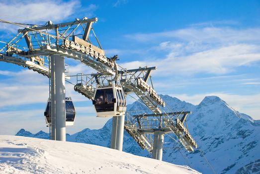 Alps. Two Mounting elevator on beautiful background