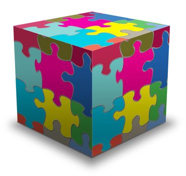 puzzle assembly pieces in the form of a cube