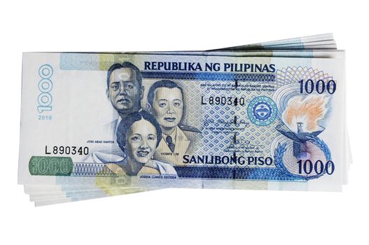 a stack of philippines peso, in one thousand denomination