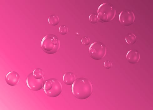 Illustration depicting a selection of clear bubbles against vibrant pink background.