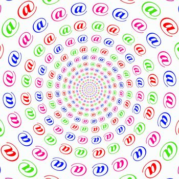 internet address icon in a colorful radial vortex pattern