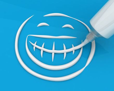 Drawing smiley with toothpaste pouring from a tube
