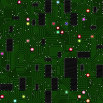 circuit board in green used in electronic objects