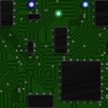 green circuit board used in electronics