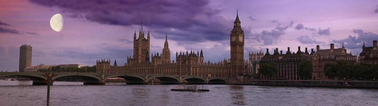 Big Ben, London at sunset panorama