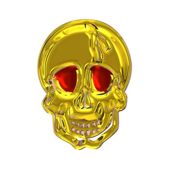 golden skull with red eyes for halloween