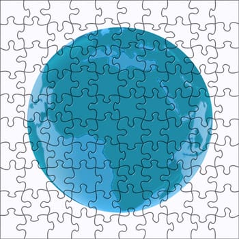 globe in blue in a puzzle pattern