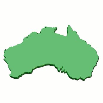3d map of australia in green color