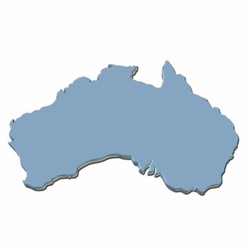 3d map of australia in light blue color