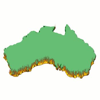 3d map of australia in green color