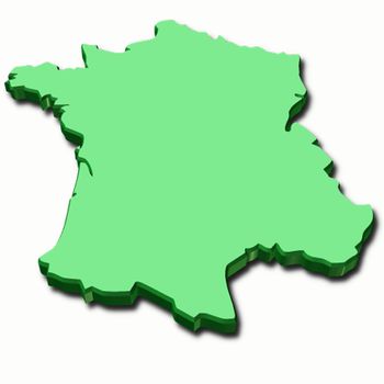 3d map of France in green color
