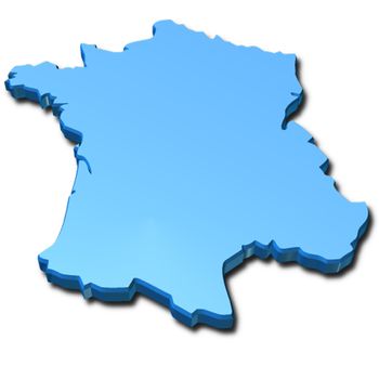 3d map of France in blue 