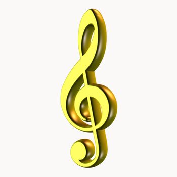 3d treble note symbol of music notes.