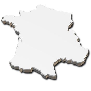 3d map of france in white color