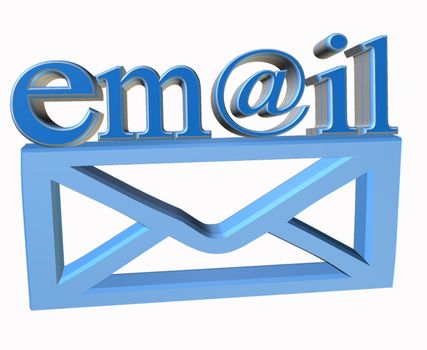 3d email word on top of a 3d envelope