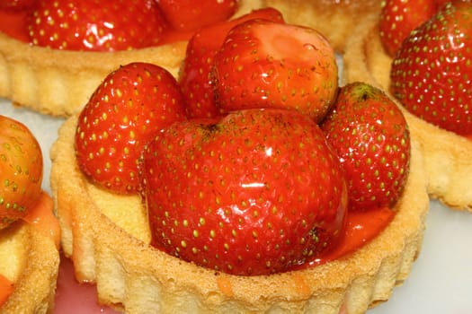 Strawberry tarts on a tray